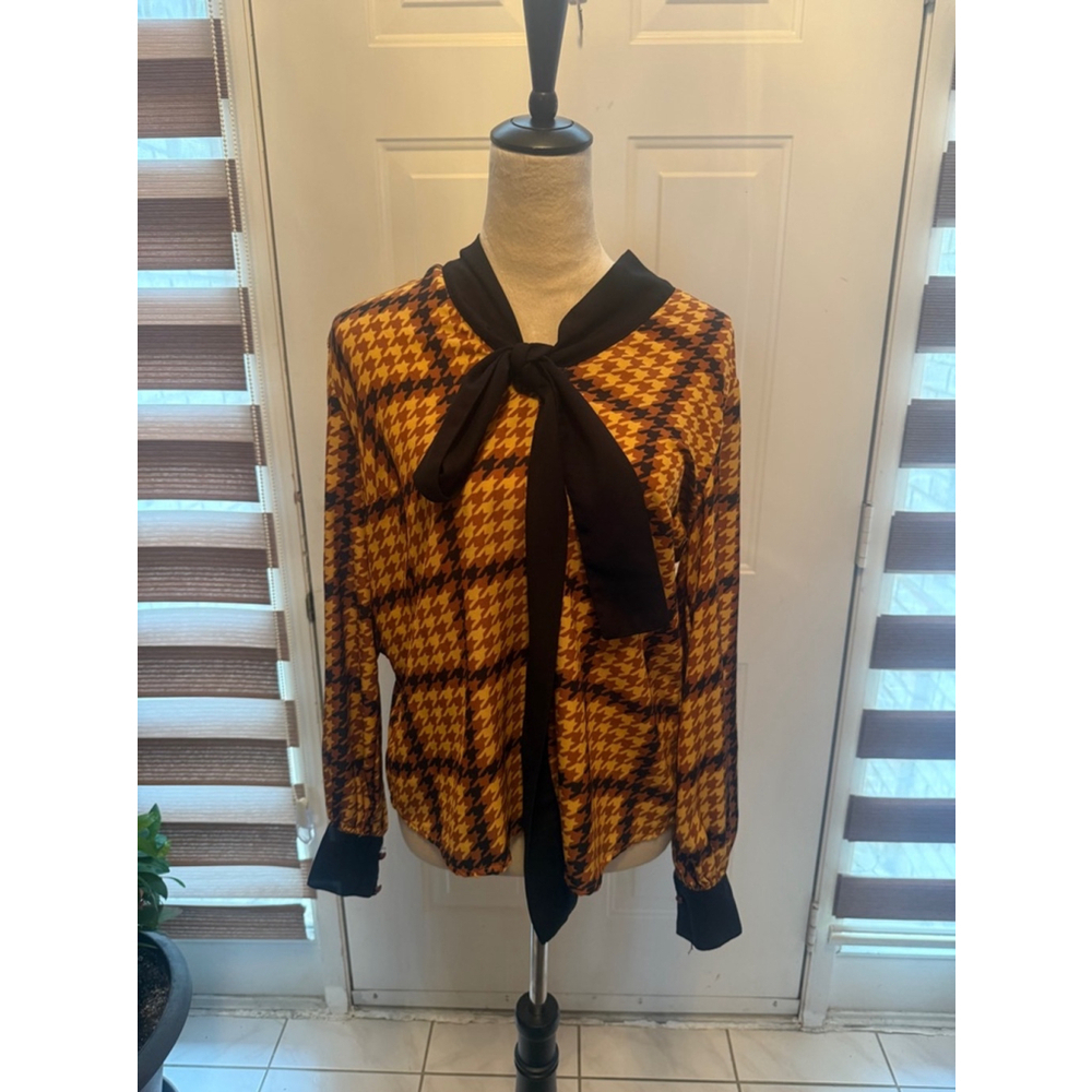 Women's NY&C Blouse, M, Gold and Black